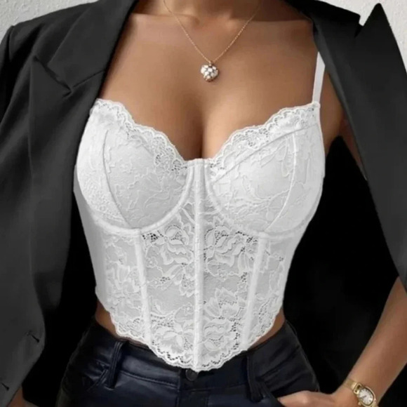 Luxe white corset crop top bralette - Picture 1 of 2